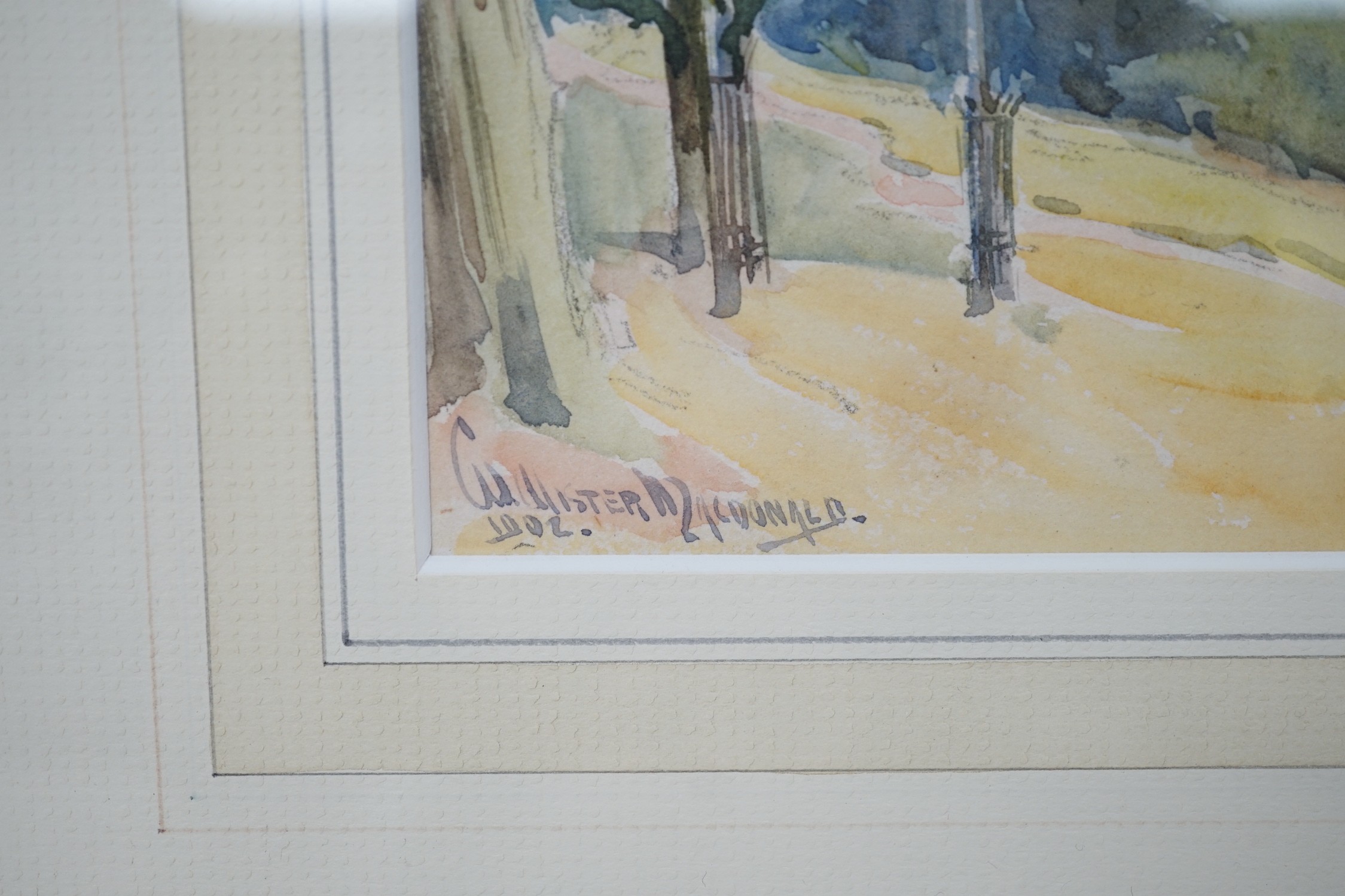 William Alister Macdonald (1861-1948), two watercolours, ' View from Richmond Hill' and 'Continental beach scene', one signed and dated 1902, 22 x 16cm and 16 x 25cm